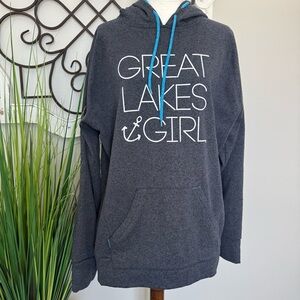 LIVN FRESH Size XXXL Great Lakes Girl Hoodie Sweatshirt in Gray & Blue